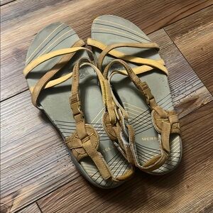 Merrell Tan and Yellow Sandals for Casual Comfort